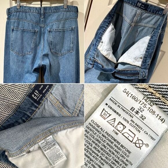 GAP Rigid Cotton Mom Jeans Cropped Ankle Distressed Vintage Wash Ripped Knees 14 - Picture 11 of 12